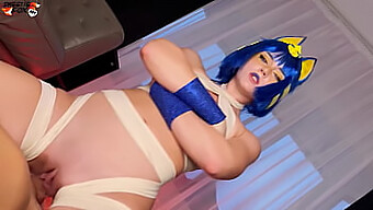 Sexy Cosplay-Girl Ankha Zeigt Ihre Tiefen Kehlenfähigkeiten In Amateur-Video